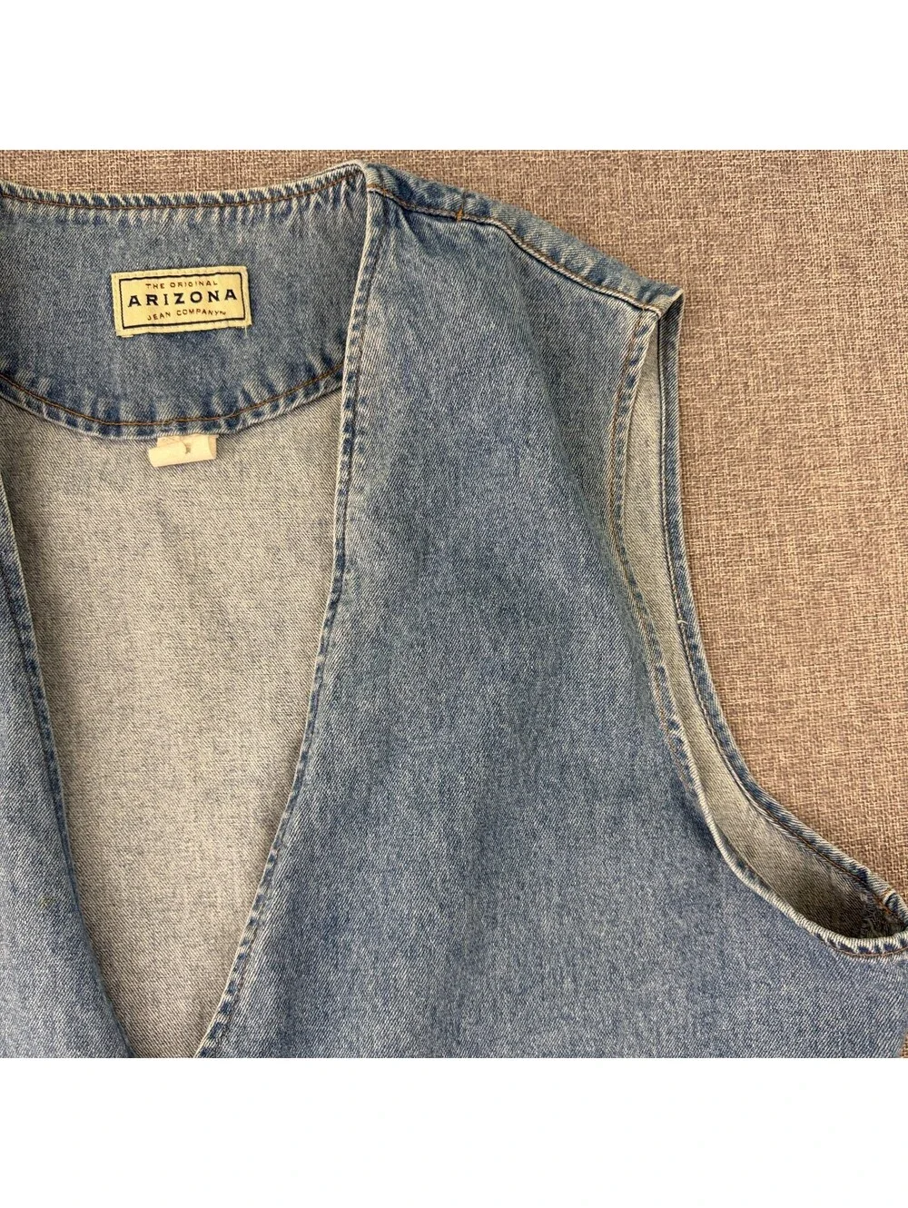 Vintage 90s Arizona Jean Co Denim Vest Size Large Western Buckle Back 3 Button
